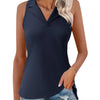 LUYAA Athletic V-Neck Sleeveless Polo - Navy Blue / X-Large