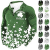 Men's St. Patrick's  Shamrock & Flag Long Sleeve Golf Shirt / X-Large