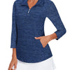 Viracy Quick-Dry Golf Polo for Women: UV Protection & Zip Neck / Large
